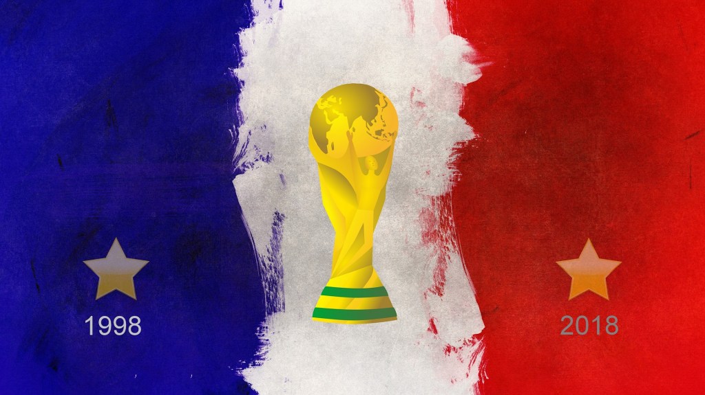 Word Cup trophy with French flag